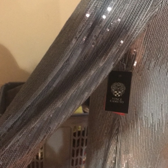 Vince Camuto size 10 blue sequin dress 3/4 sleeve above the knee back ziip - Picture 9 of 16